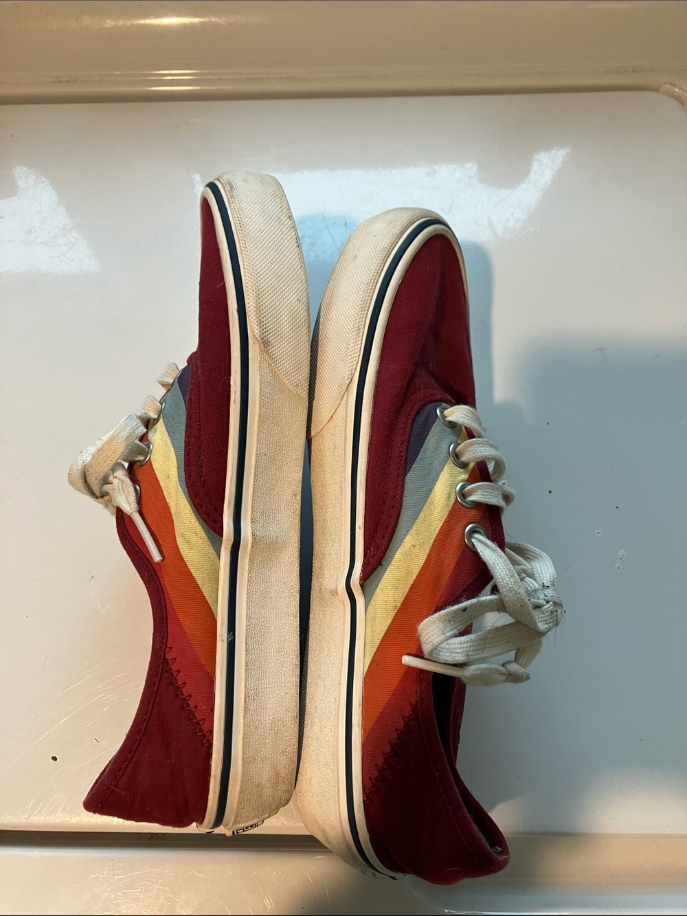 Vans red Canvas Sneakers Rad Rainbow authentic SF Stripe ultracush men’s 6 w 7.5 - Picture 6 of 9